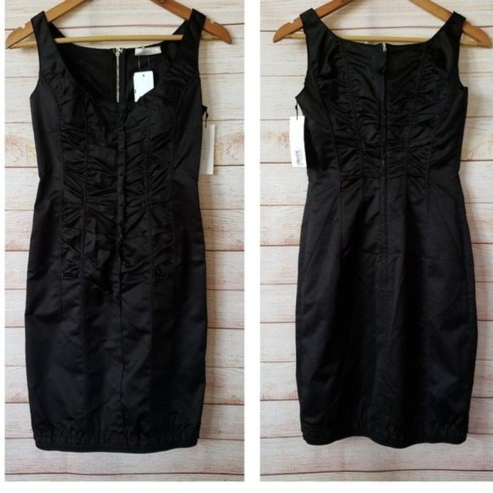 Nina Ricci Silk/Cotton Black Ruffled Sleeveless Mini Dress Special Occasion